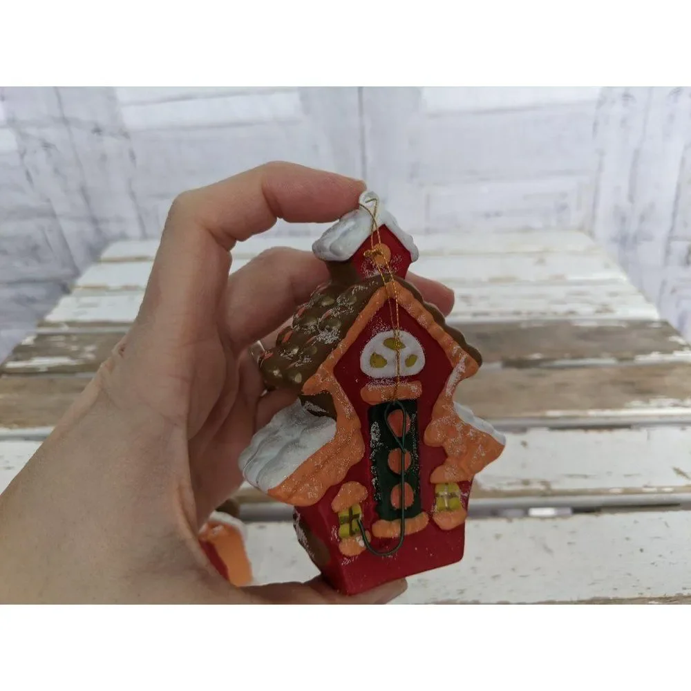 Red‎ gingerbread ornament Xmas holiday tree set 2